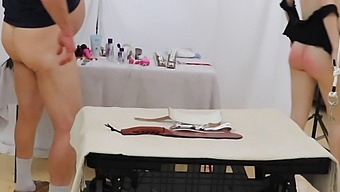 Two Caucasian Beauties In Bondage Submit To Facial And Blowjobs